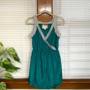 Rory Beca x Forever 21 Size Small Surplice Dress Lined Lightweight Teal Silver